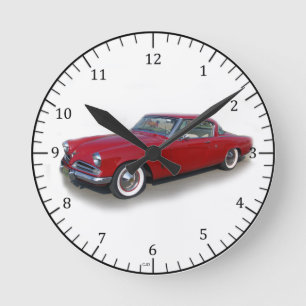 1953 red classic car clock
