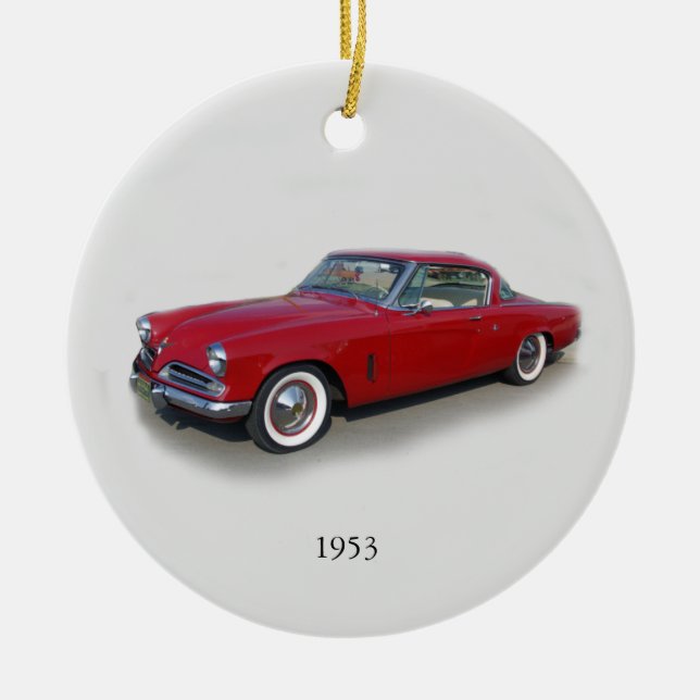 1953 red classic car ornament (Front)