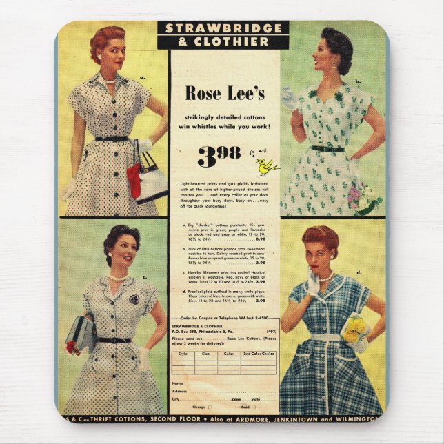 1953 Strawbridge & Clothier dress sale ad Mouse Pad (Front)