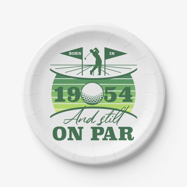 1954 70th Birthday Golf Humour Paper Plate (Front)