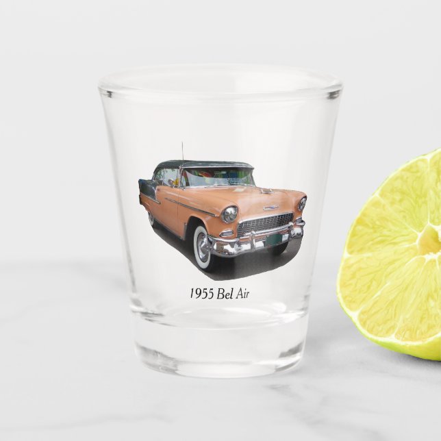 1955 Brown Bel Air shot glass (Front)