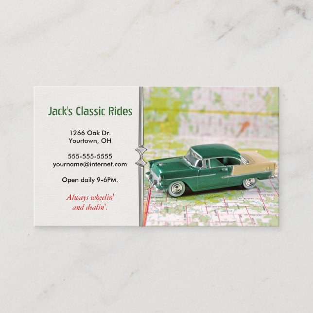 1955 Car On a Road Map Business Card (Front)