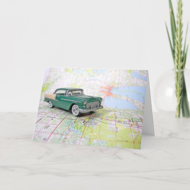 1955 Car On a Road Map Card (Front)