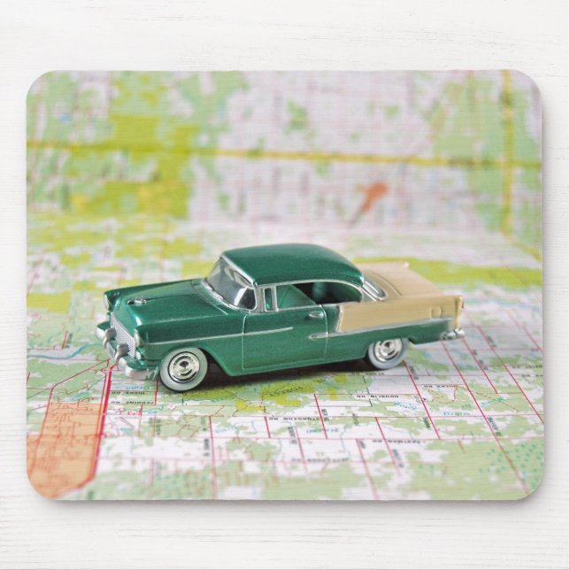 1955 Car On a Road Map Mouse Pad (Front)
