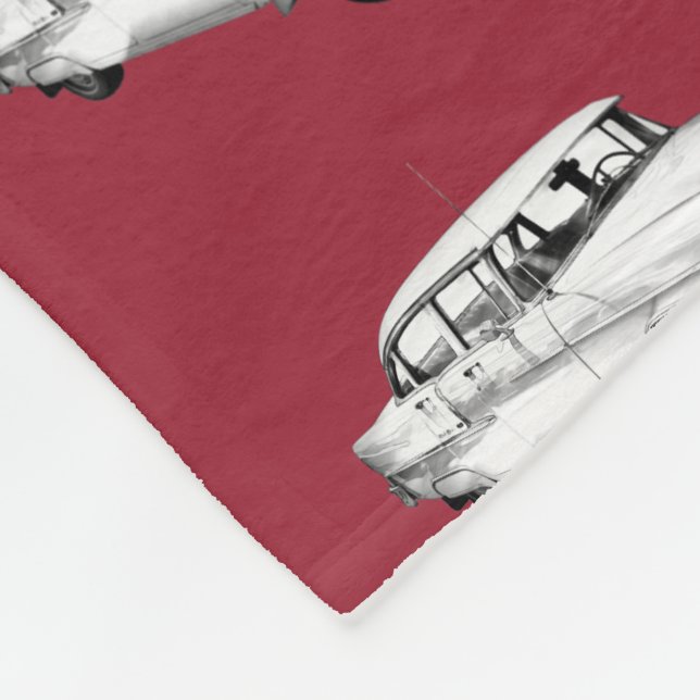 1955 Chevrolet Bel Air Antique Car Illustration Fleece Blanket (Corner)