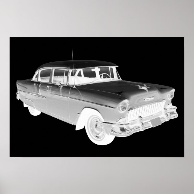1955 Chevrolet Bel Air Classic Car Art Poster (Front)