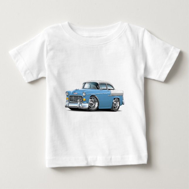 1955 Chevy Belair Lt Blue-White Car Baby T-Shirt (Front)