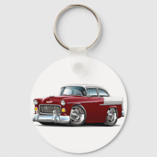 1955 Chevy Belair Maroon-White Car Key Ring