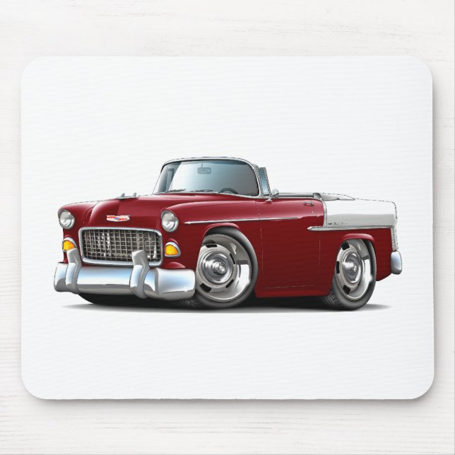 1955 Chevy Belair Maroon-White Convertible Mouse Pad (Front)
