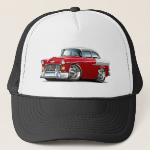1955 Chevy Belair Red-White Car Trucker Hat