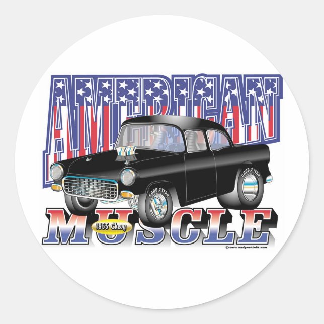 1955 Chevy Classic Round Sticker (Front)