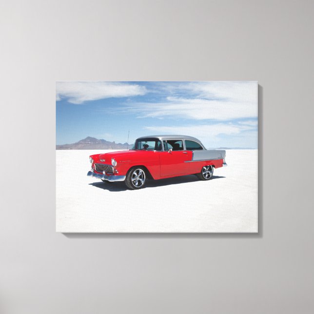 1955 chevy hot rod, street rod, "tri five" "belair canvas print (Front)