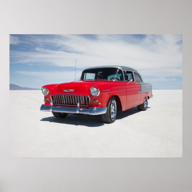 1955 Chevy hot rod, street rod, "tri five" Belair Poster (Front)