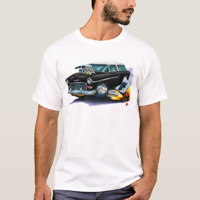 1955 Chevy Nomad Black Car T-Shirt (Front)