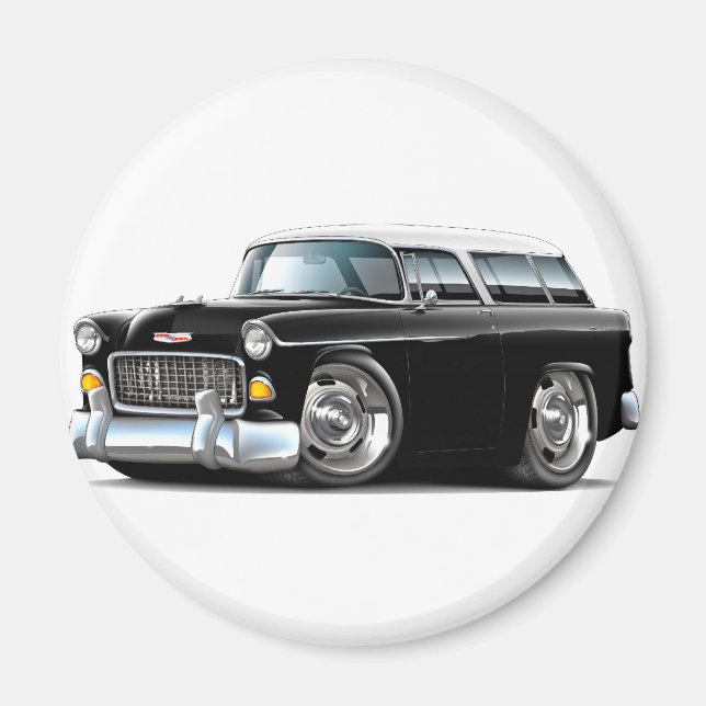 1955 Chevy Nomad Black-White Car Magnet (Front)