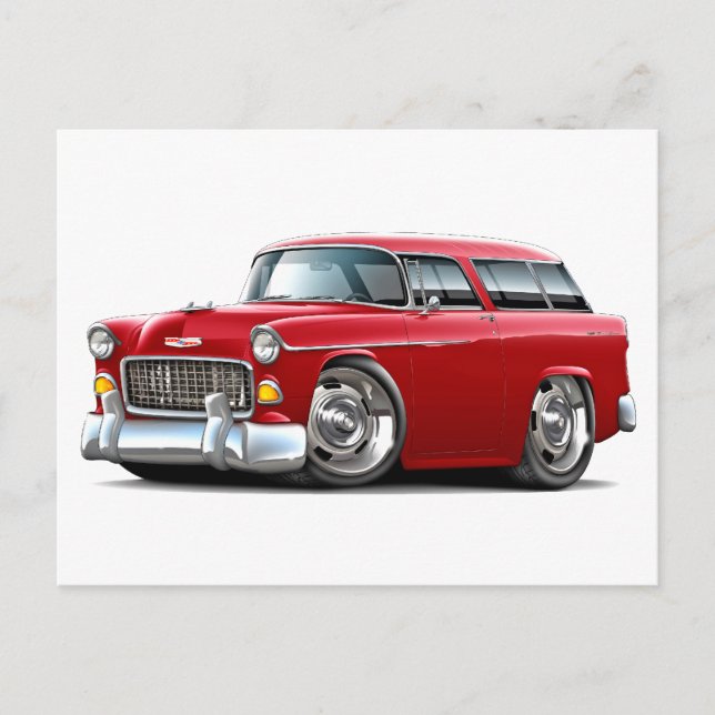 1955 Chevy Nomad Red Car Postcard (Front)