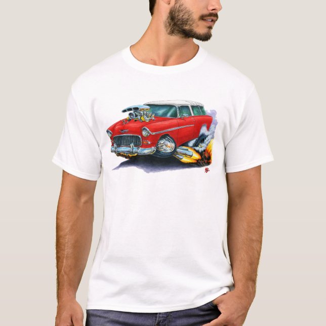 1955 Chevy Nomad Red Car T-Shirt (Front)