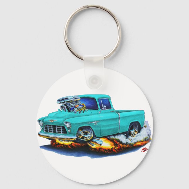 1955 Chevy Pickup Turquoise Truck Key Ring (Front)