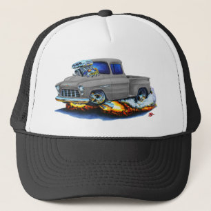 1955 Chevy Stepside Pickup Grey Truck Trucker Hat