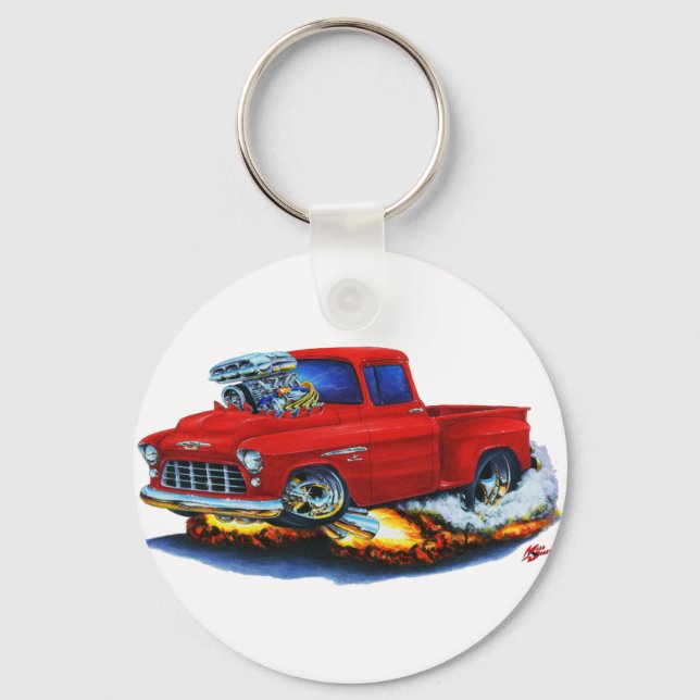 1955 Chevy Stepside Pickup Red Truck Key Ring (Front)