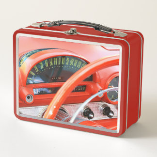 1955 Classic Sports Car Dashboard and Speedometer Metal Lunch Box