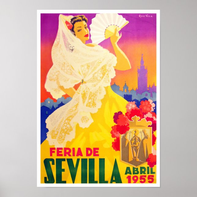 1955 Feria de Sevilla vintage travel Poster (Front)