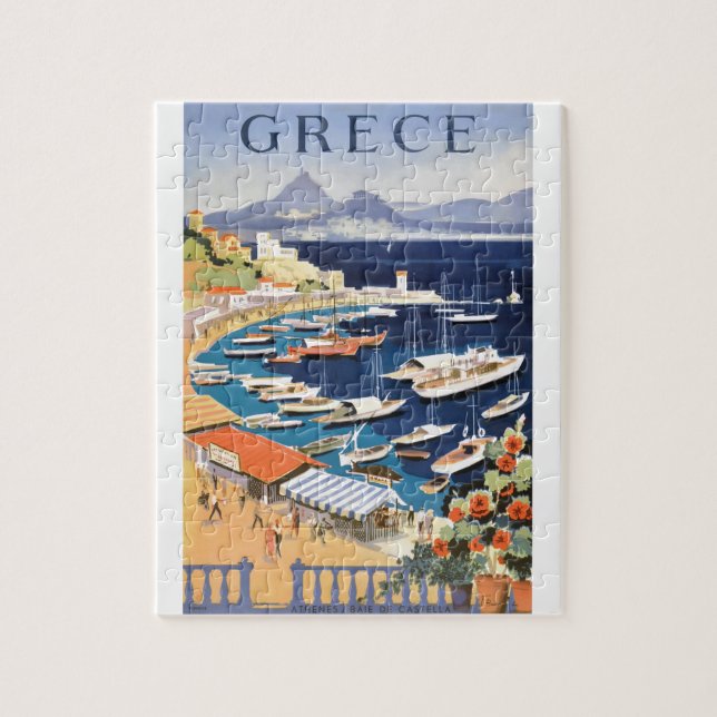 1955 Greece Athens Bay of Castella Travel Poster Jigsaw Puzzle (Vertical)