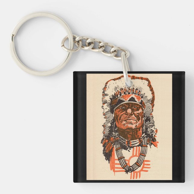 1955 Indian chief from Billy the Kid (UK) comics Key Ring (Front)