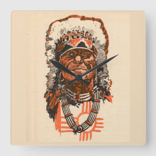 1955 Indian chief from Billy the Kid (UK) comics Square Wall Clock