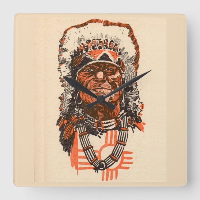 1955 Indian chief from Billy the Kid (UK) comics Square Wall Clock (Front)
