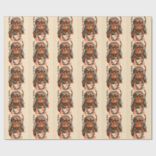 1955 Indian chief from Billy the Kid (UK) comics Wrapping Paper