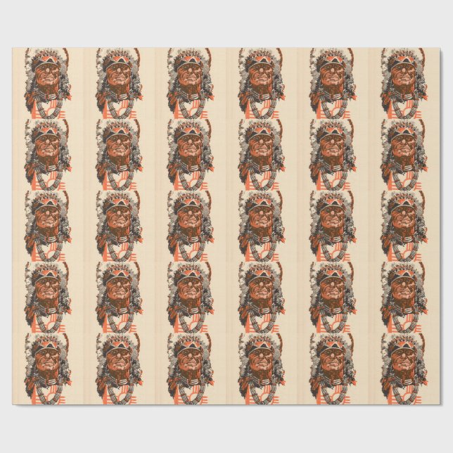 1955 Indian chief from Billy the Kid (UK) comics Wrapping Paper (Flat)