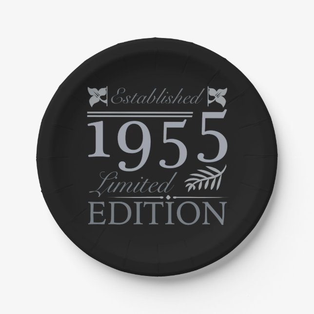 1955 Limited Edition 70th Birthday Paper Plate (Front)