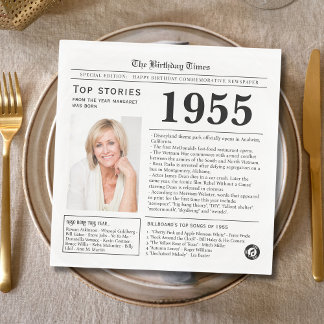 1955 Newspaper Birthday Trivia  Napkin
