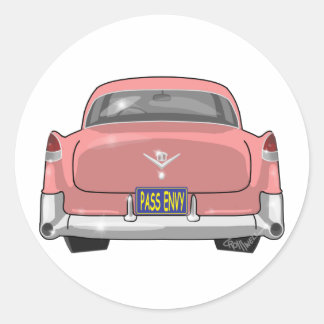 1955 Pink Cadillac Classic Round Sticker