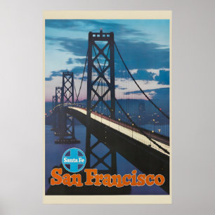 1955 Santa Fe RR Golden Gate Vintage Style Train Poster
