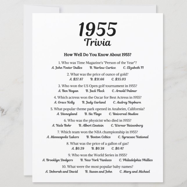 1955 Trivia Game (Front)