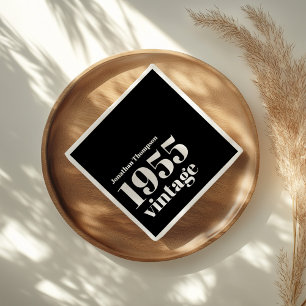 1955 Vintage Name Black 70th Birthday Party Napkin