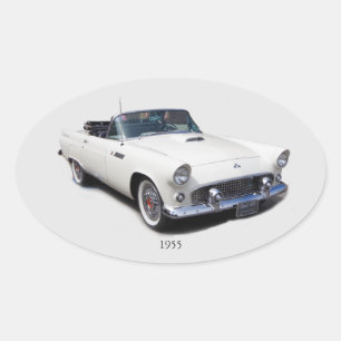 1955 white classic car sticker