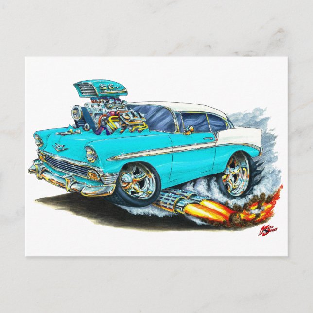 1956 Chevy 150-210 Turquoise Car Postcard (Front)