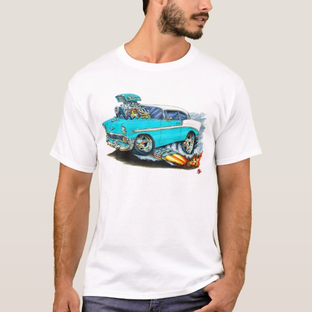 1956 Chevy 150-210 Turquoise Car T-Shirt (Front)