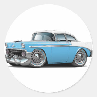 1956 Chevy Belair Lt Blue-White Car Classic Round Sticker
