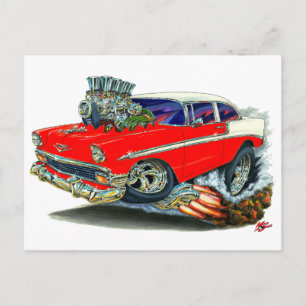 1956 Chevy Belair Red Car Postcard