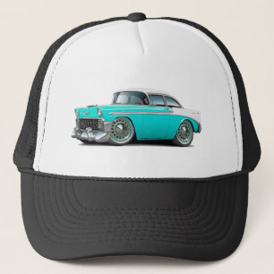 1956 Chevy Belair Turquoise-White Car Trucker Hat