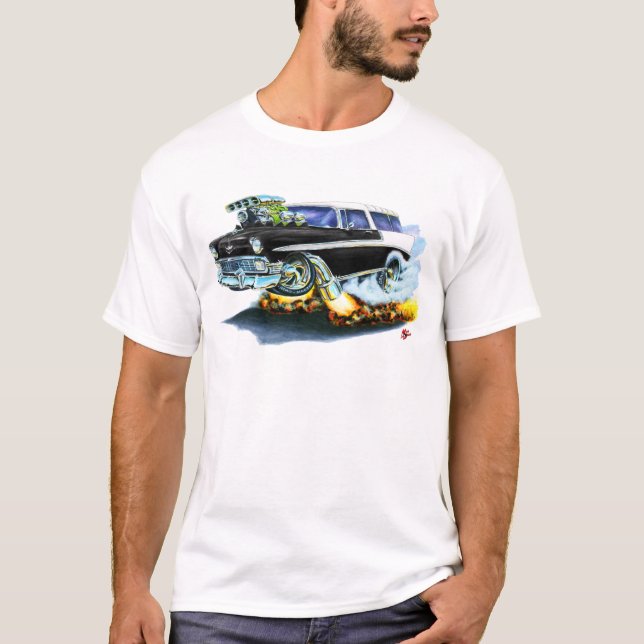 1956 Chevy Nomad Black Car T-Shirt (Front)