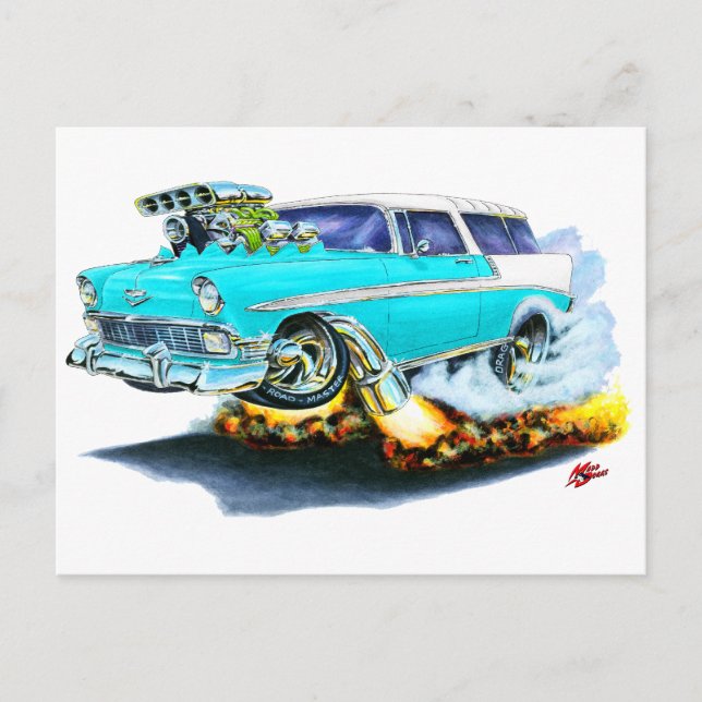 1956 Chevy Nomad Turquoise Car Postcard (Front)