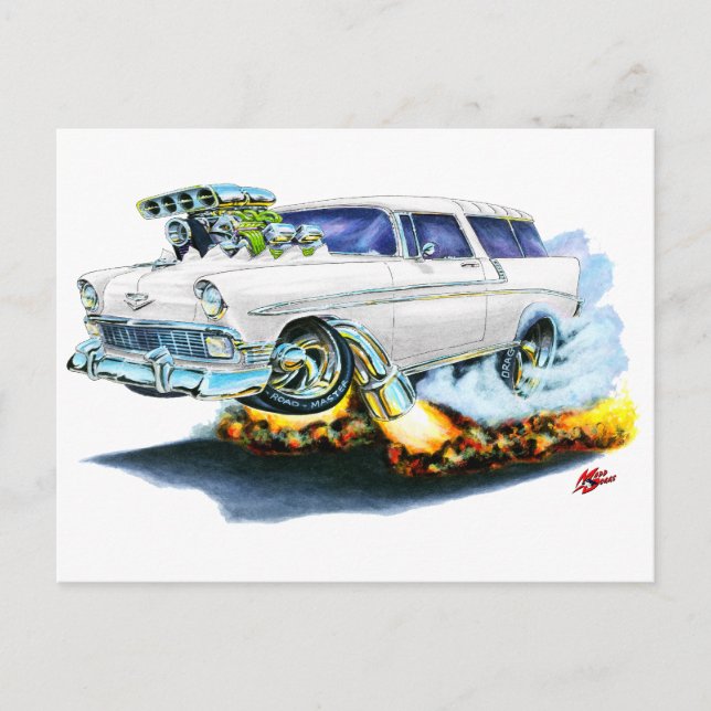 1956 Chevy Nomad White Car Postcard (Front)