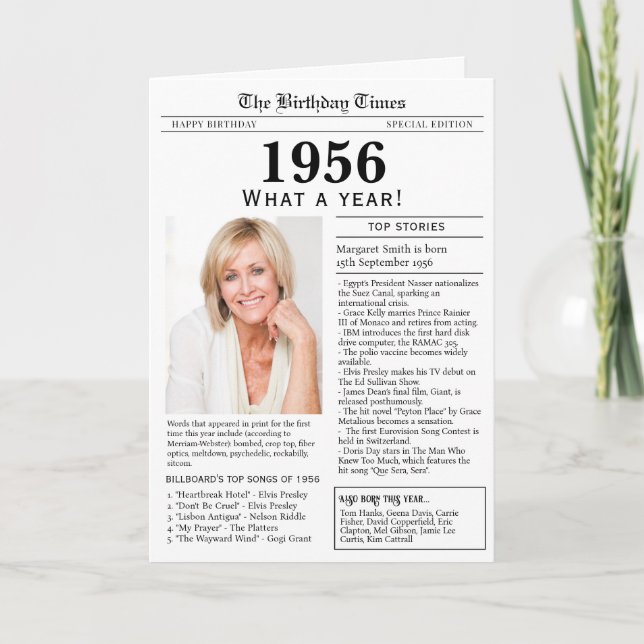 1956 Newspaper Birthday card (Front)