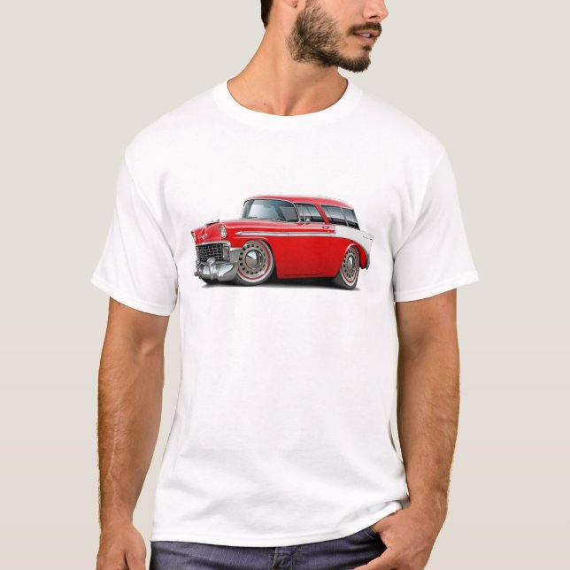 1956 Nomad Red-White Car T-Shirt (Front)
