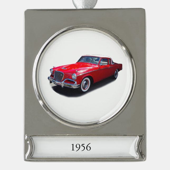 1956 red classic car banner ornament (Front)